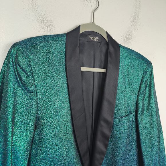Vintage First Nighter‎ Formals Blazer Mens 39R Green Blue Shift Metallic Shimmer - Picture 2 of 10